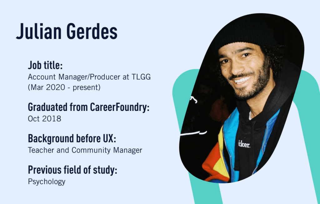 Julian Gerdes, who changed careers and retrained to become a UX designer in Berlin.