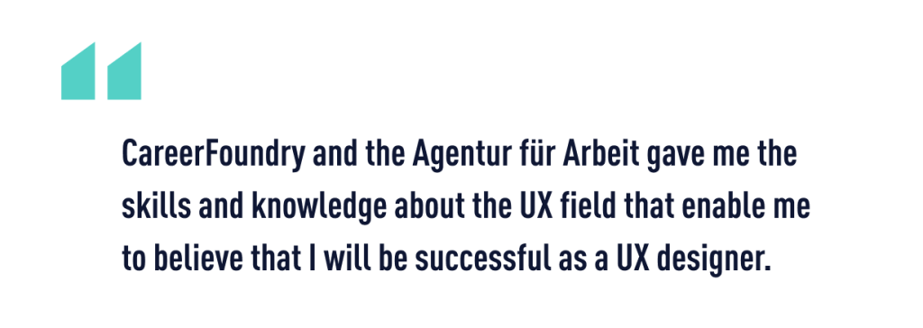 A quote from Julian Gerdes about his career change to UX design