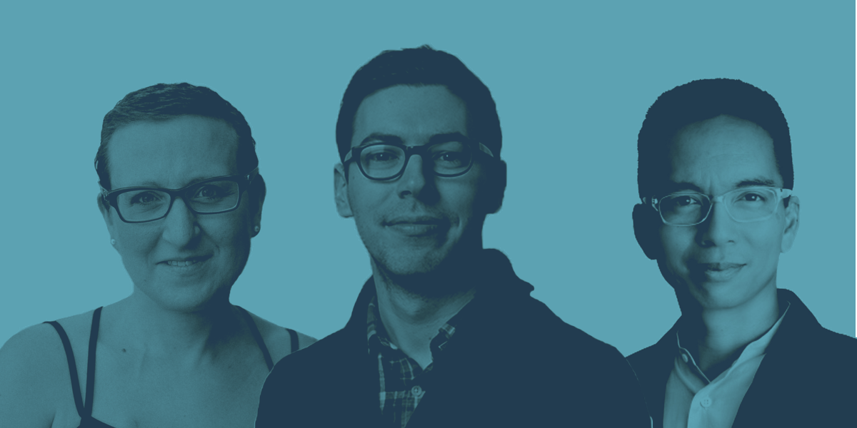 Three design experts: Lorinda Mamo, Frank Chimero, and John Maeda