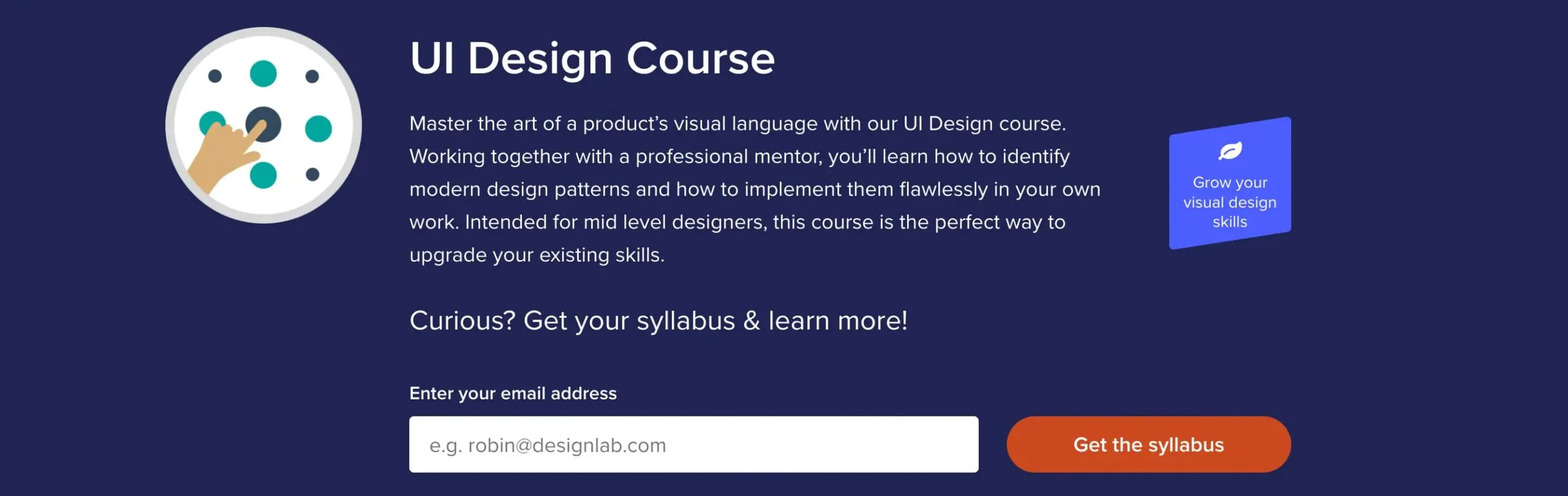 A screenshot from the designlab UI design certification website