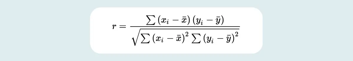 The formula used to calculate correlation coefficient