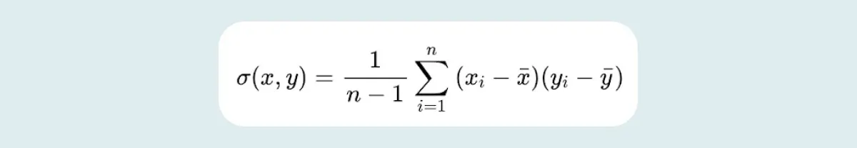 The formula used to calculate covariance