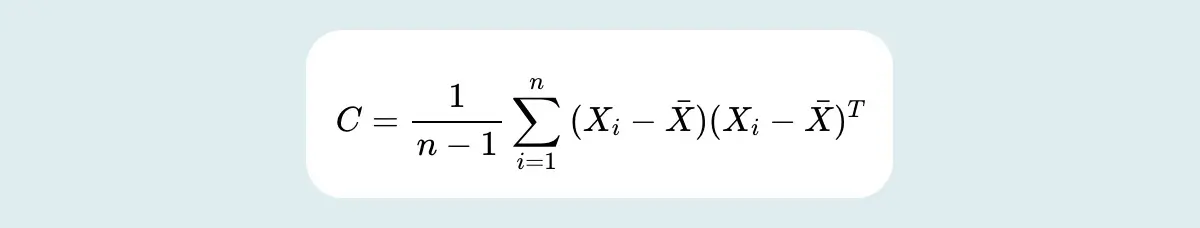 The formula for calculating covariance matrix