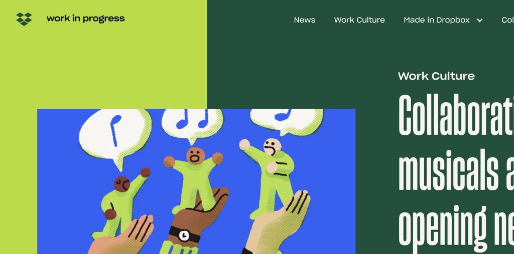 Example from dropbox's blog of great website UI design
