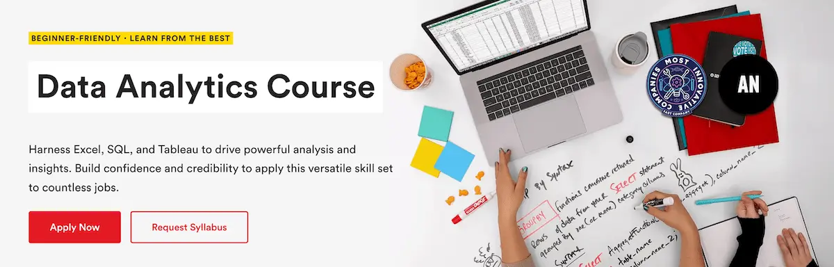 Screenshot of the General Assembly Data Analytics Course.