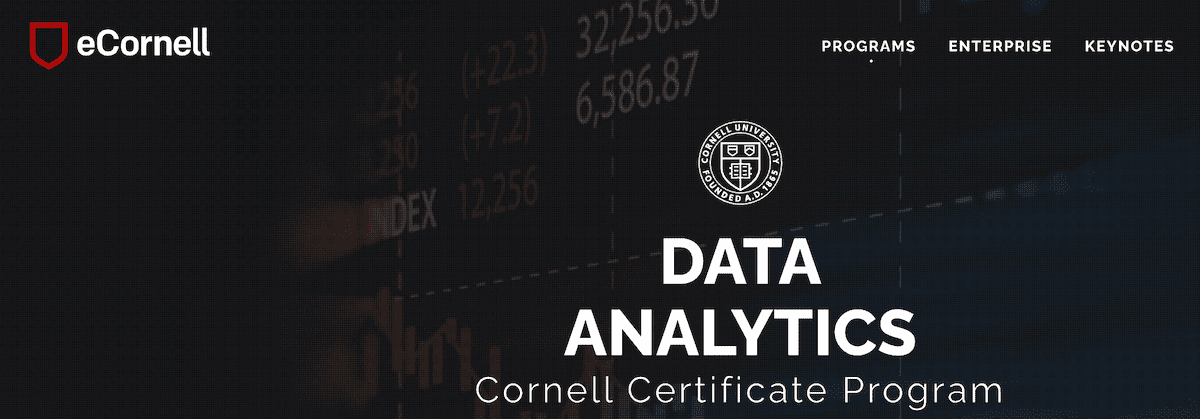 Screenshot from the Cornell Data Analytics Program website.