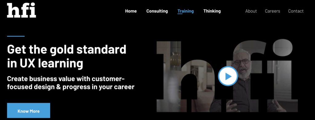 human factors international ux design certification program website screenshot