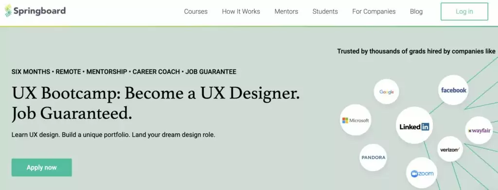 springboard ux design certification program website screenshot