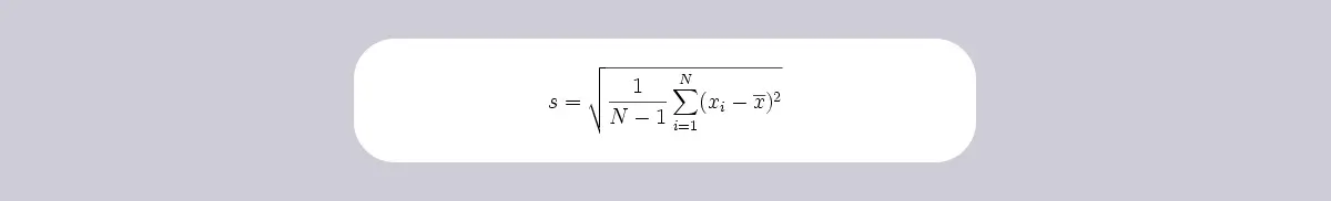 The formula used to calculate standard deviation for sample data