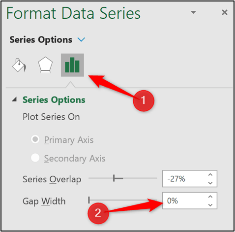 The format data series window in Microsoft Excel
