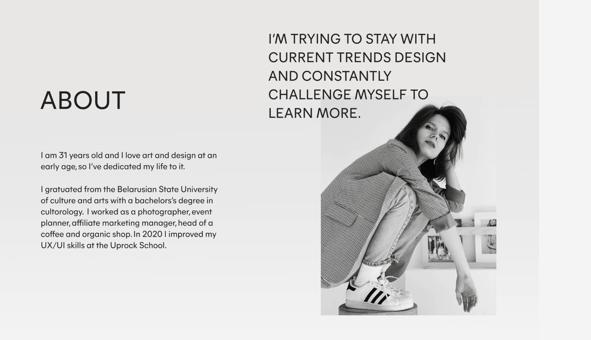 A screenshot of Victoria Kazakova's UX portfolio