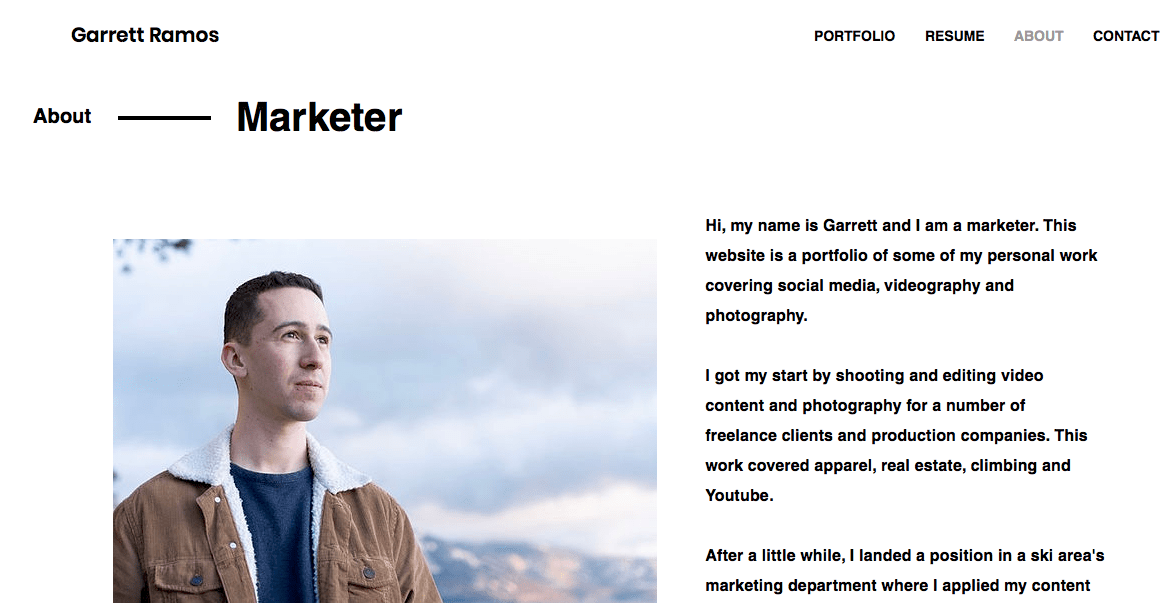 Garrett Ramos's digital marketing portfolio website