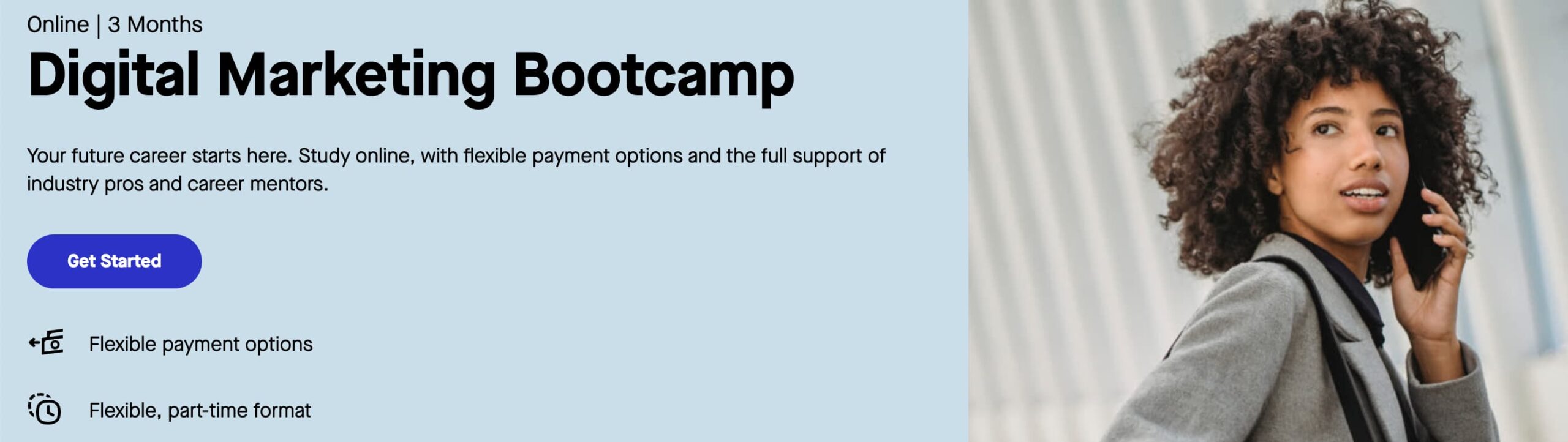 A screenshot of the Thinkful digital marketing bootcamp website, one of the best digital marketing bootcamps