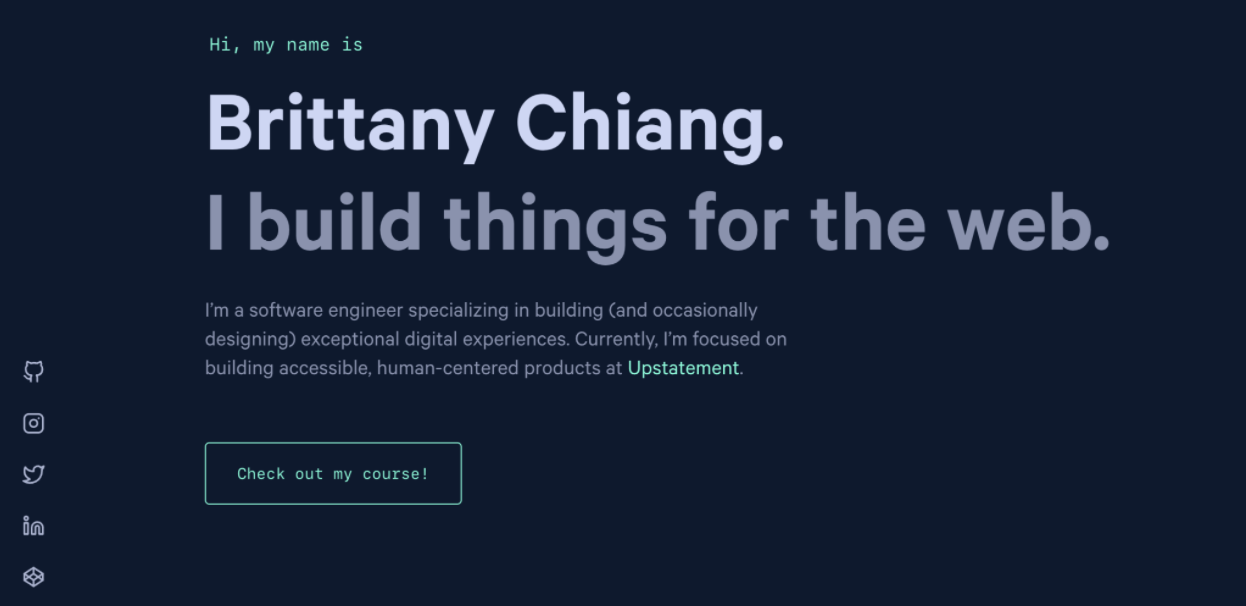Screengrab from Brittany Chiang's portfolio website.