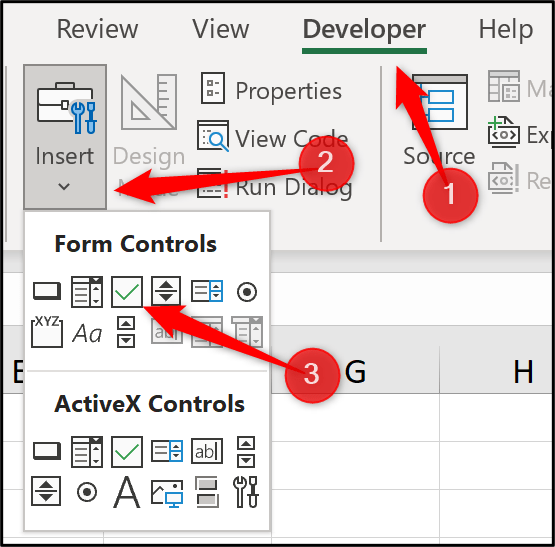 The steps you follow to insert a checkbox in Excel