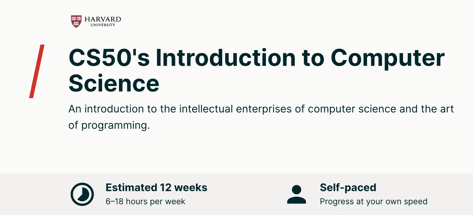 Screenshot of the CS50 Intro to Computer Science free coding classes.