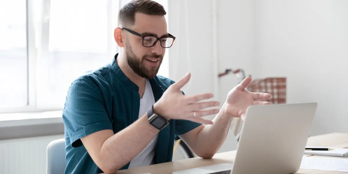 Marketing associate on a video call