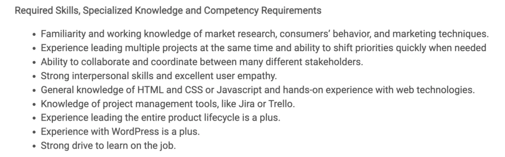 Screenshot of the candidate profile for a Product Manager job in the American Kennel Club.