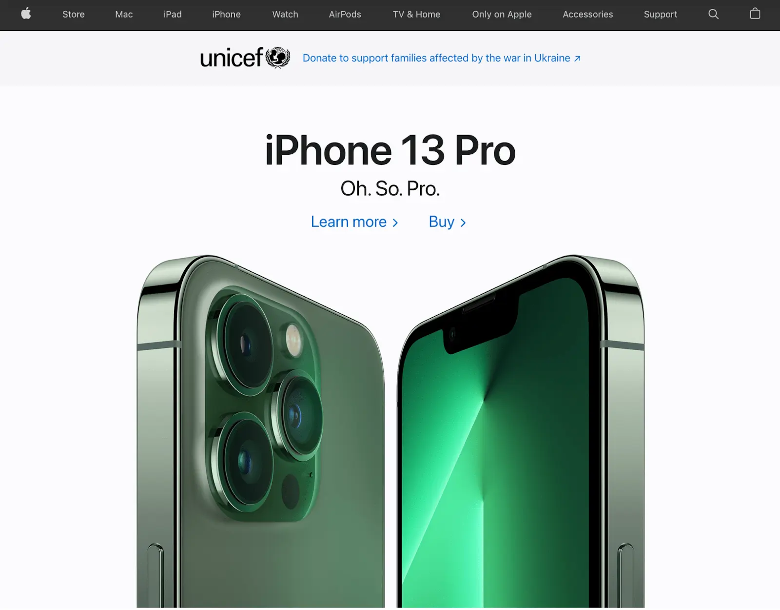 The Apple website homepage, showing Flat Design style.