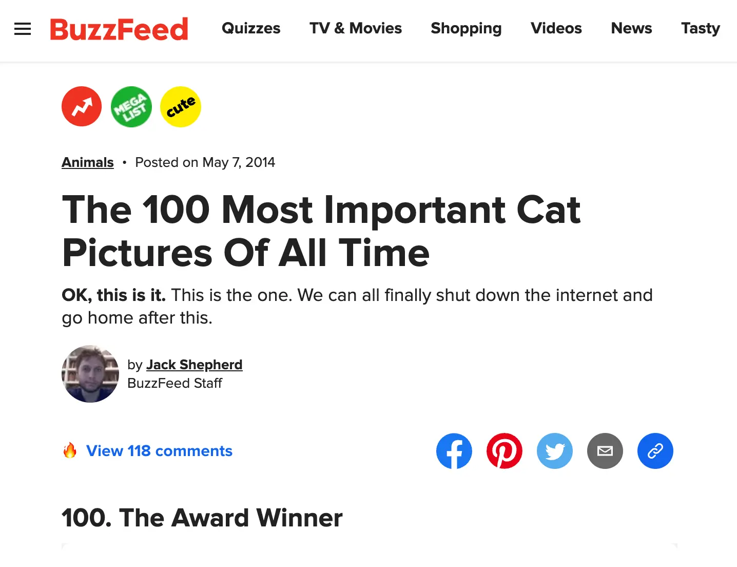 Screenshot of one of Buzzfeed's 'Definitive' lists