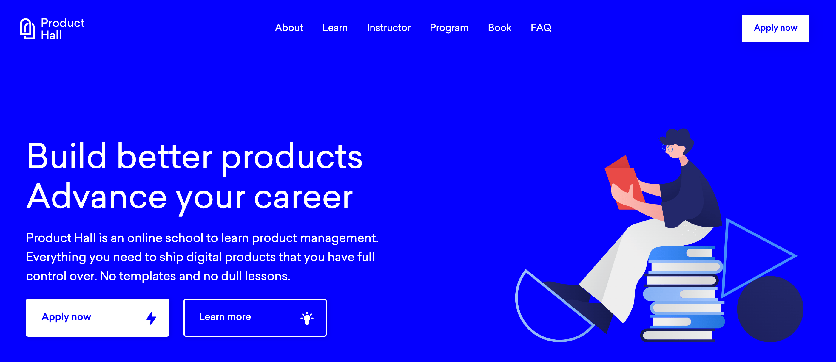 Screenshot of the Product Hall product management bootcamp homepage.