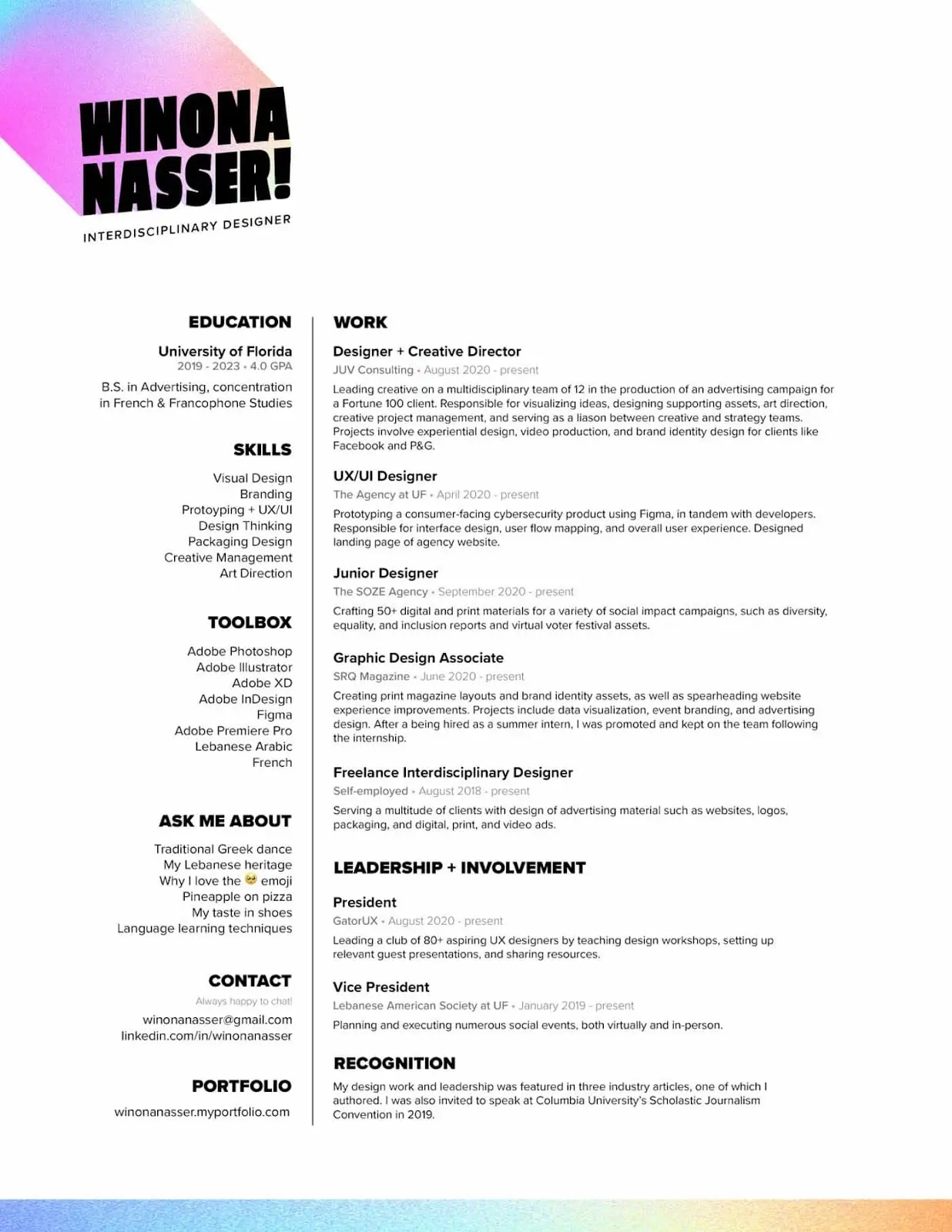 example of a UX designer tech resume