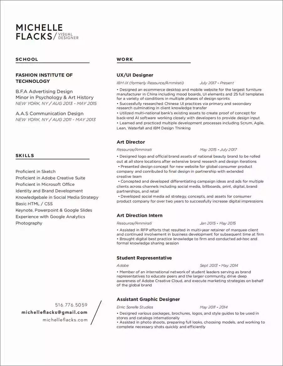 example of a UI designer tech resume