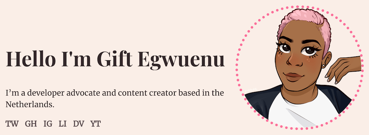 Gift Egwuenu's software engineer portfolio website.