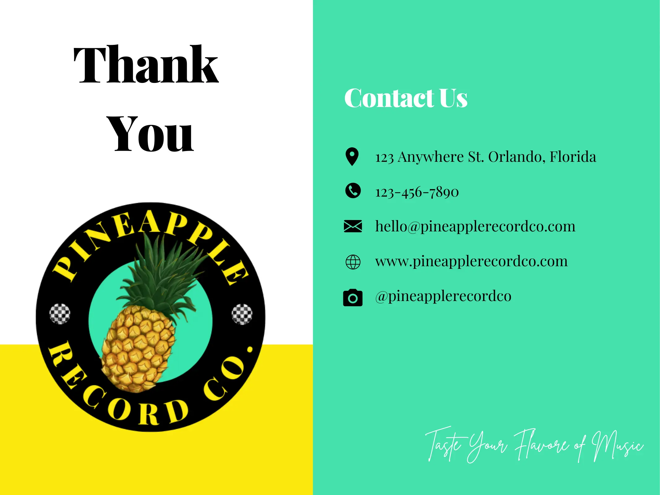 CareerFoundry digital marketing student Haleigh's project, Pineapple Record Co.