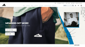 screenshot of the adidas website homepage which uses the design principle proportion