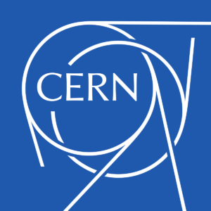 Cern's blue and white logo using the movement principle of design
