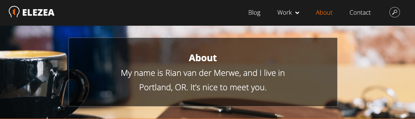 A screenshot of Rian van der Merwe's product manager portfolio website.
