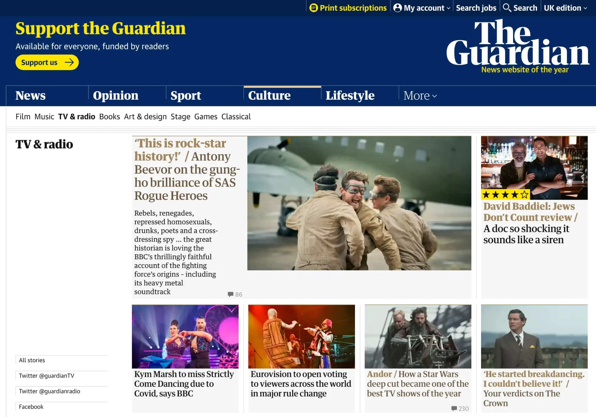 guardian website as an example of UI breadcrumbs