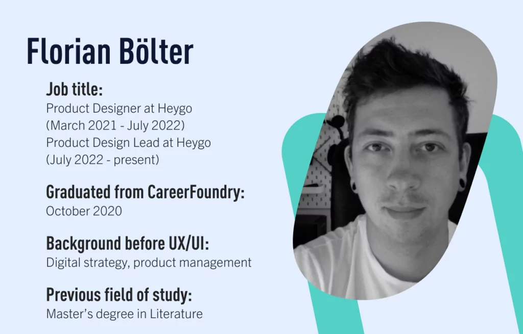 Florian Bölter, a graduate from CareerFoundry who is now working as a digital product designer