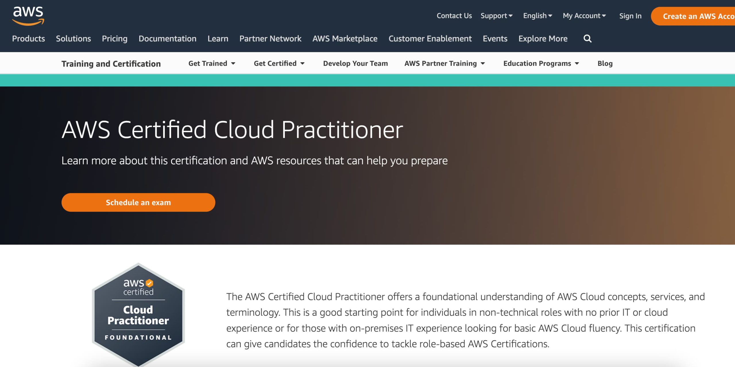 AWS Certified Cloud Practitioner IT certifications website screenshot