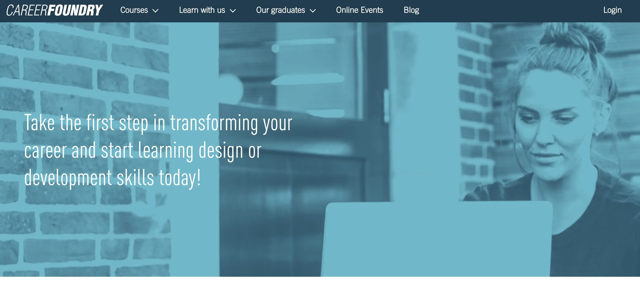 a screenshot of the free online courses section of the careerfoundry website