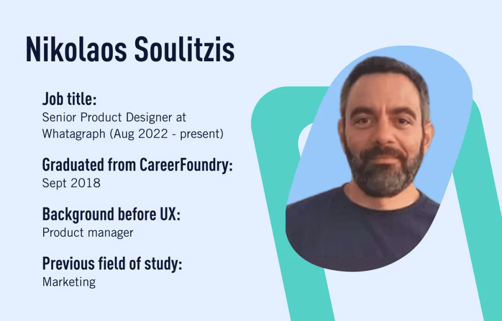 Product manager career progression: CareerFoundry graduate Nikolaos Soulitzis moved into a UX design career