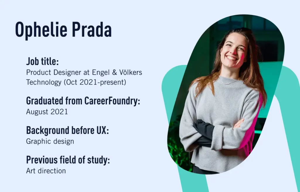 CareerFoundry UX design graduate, Ophelie Prada, who is now working as a product designer