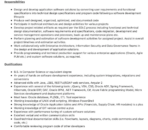 Screenshot of a job post for a software engineer job in New York for Marvel.