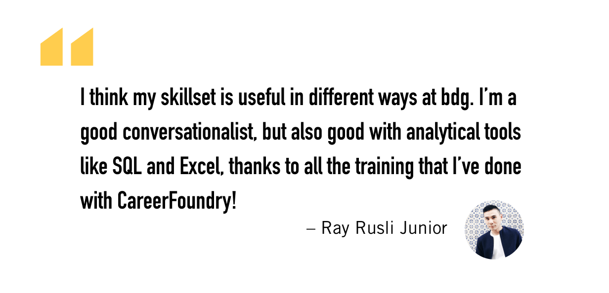 A quote from Ray about his career change to business intelligence