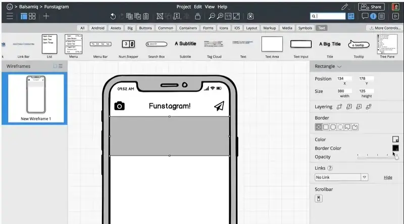 A screenshot of Balsamiq, one of the best ai tools for ui design
