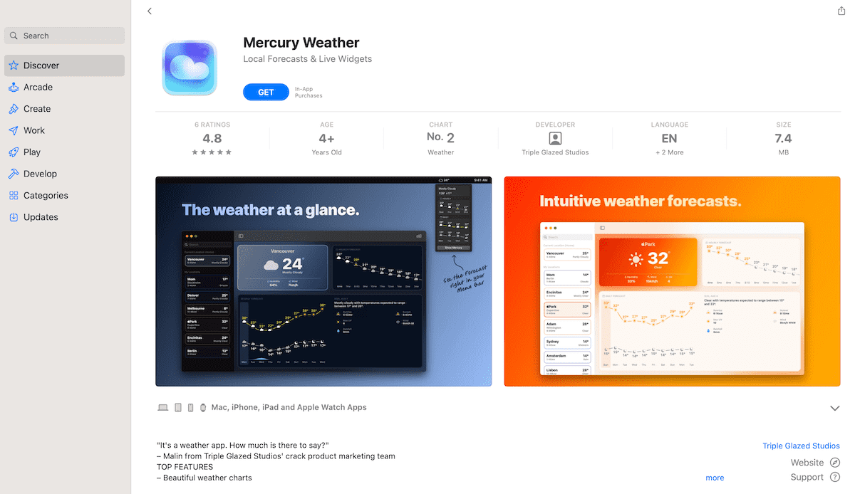 A screenshot showing an app in the Apple App Store.