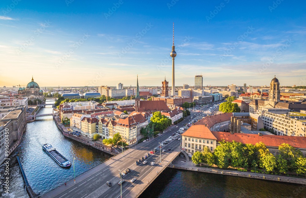 A photo of the skyline in Berlin, where there are many tech jobs in Germany.