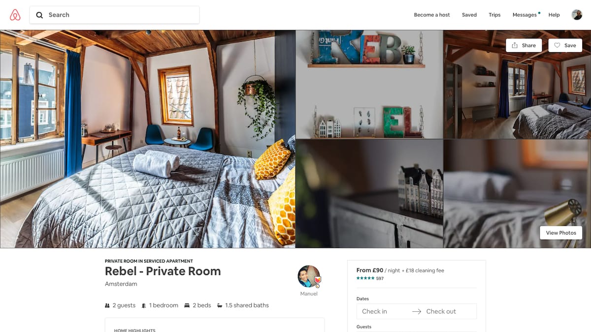Functional attractive user interface from Airbnb
