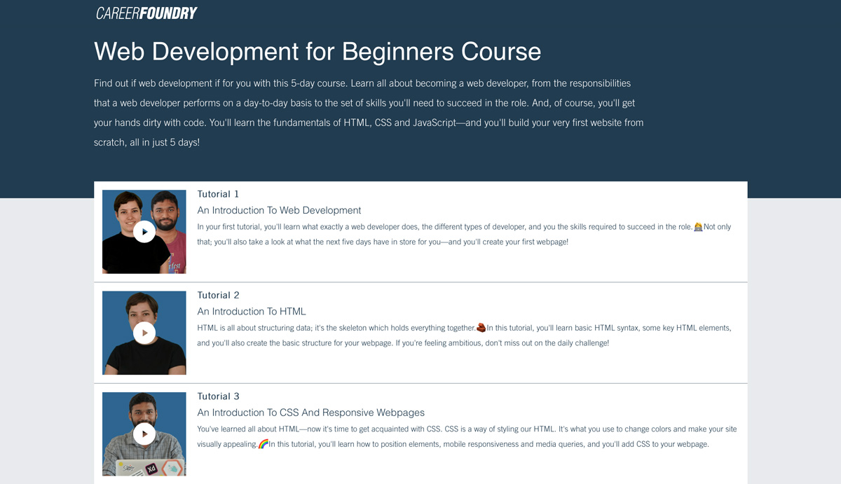 Web development for beginners tutorials from CareerFoundry