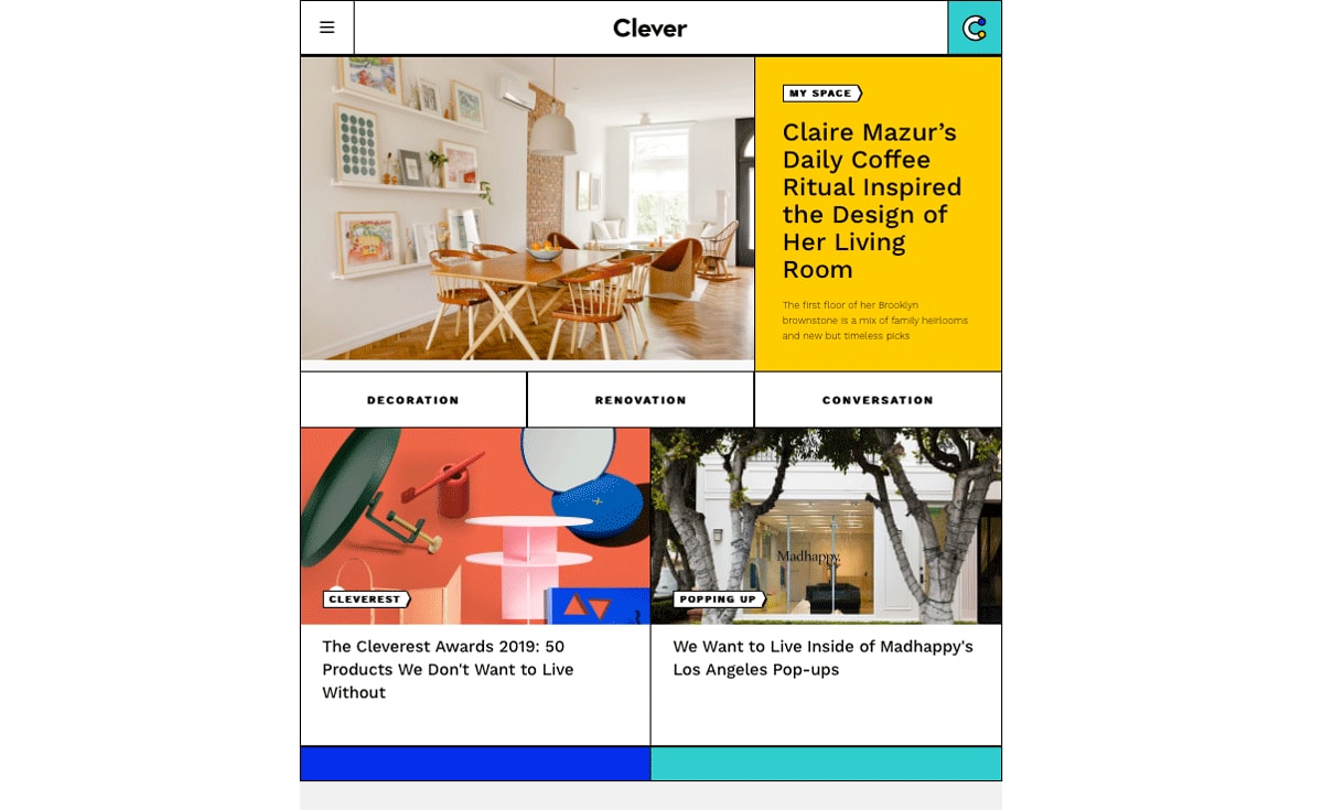 Clever blog user interface design
