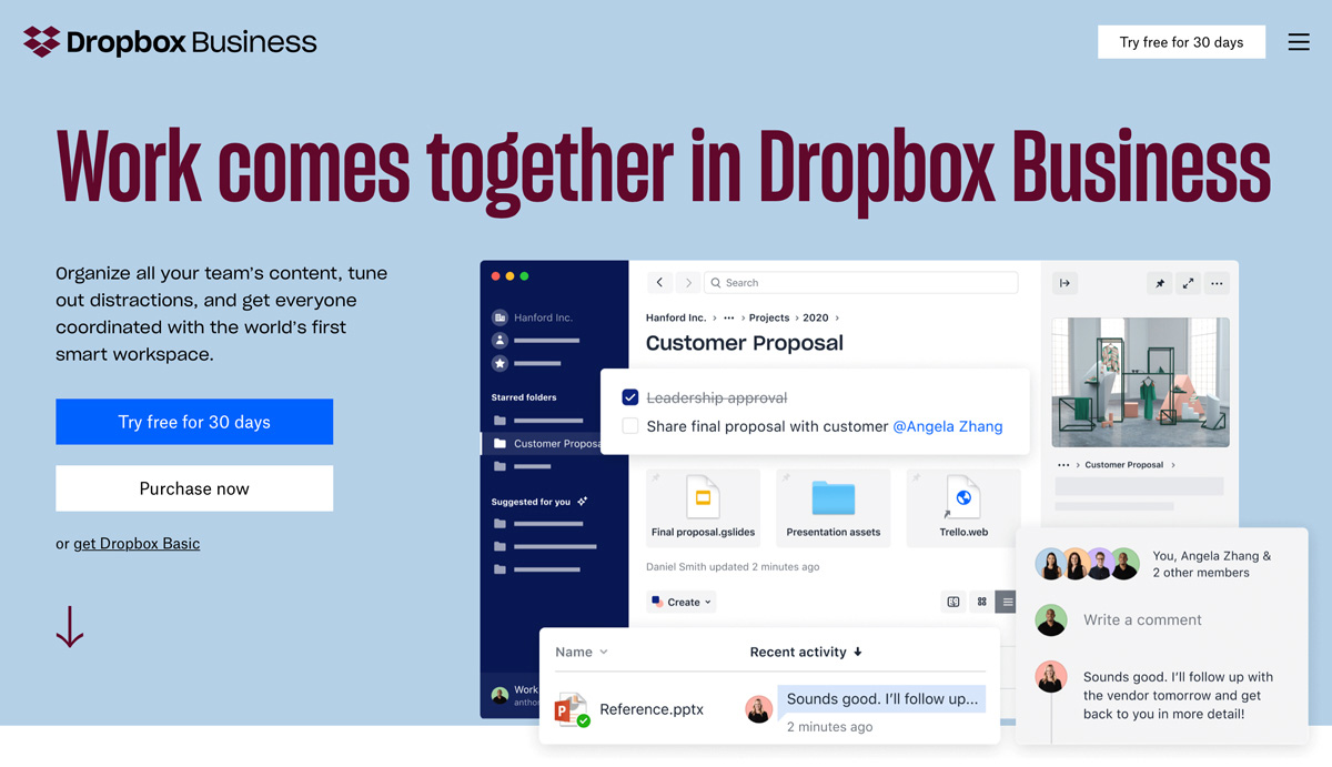 Dropbox's UI design example