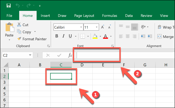 A screen grab of the formula bar in Excel - this is where you enter your formula