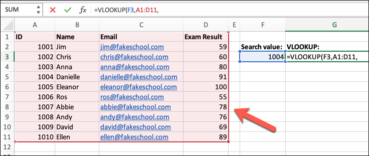 How to cross reference spreadsheet data using VLookup in Excel