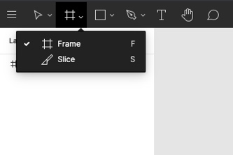 Screenshot from Figma showing the frame tool menu with listed keyboard shortcut